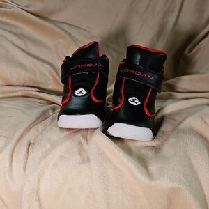 Jordan Kids Black Sneakers with Red Accents
